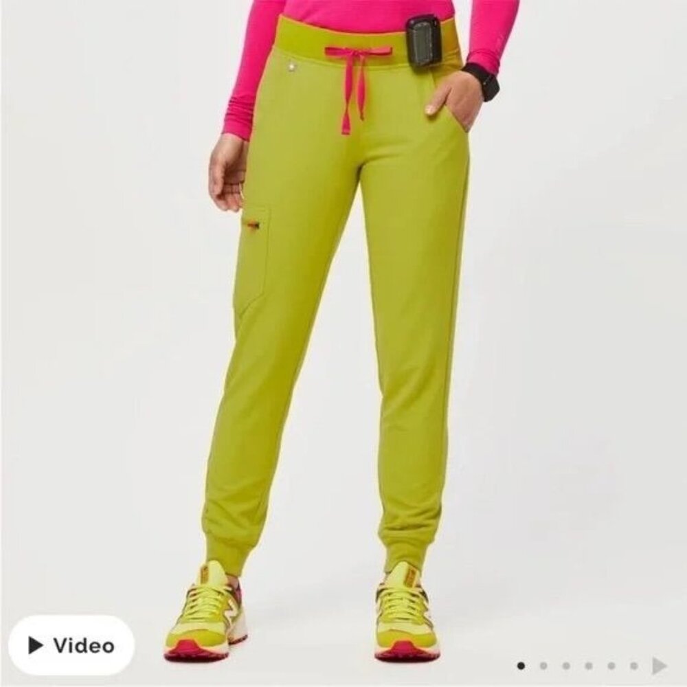 Figs Chartreuse Zamora Drawstring Waist Jogger Scrub Pants Size 3XL NWT